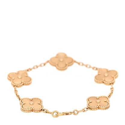 Van Cleef & Arpels 18K Yellow Gold 5 Motifs Guilloche Vintage Alhambra Bracelet 2 of 5