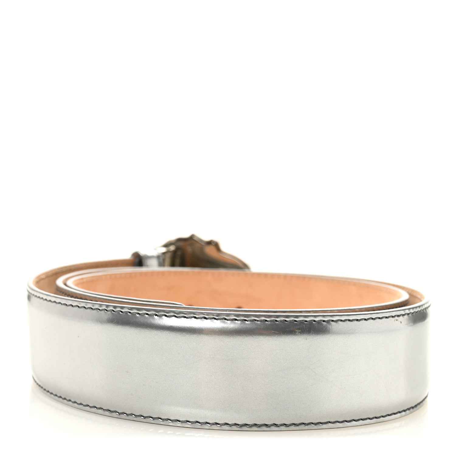Versace Metallic Calfskin 4cm La Medusa Belt 100 40 Silver 2 of 6