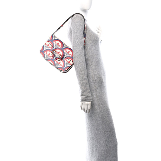 X ADIDAS Shangai Calfskin Web Trefoil Interlocking G Small Horsebit 1955 Shoulder Bag Red White Blue