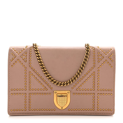 Christian Dior Calfskin Studded Diorama Wallet on Chain Pouch Nude 1 of 8
