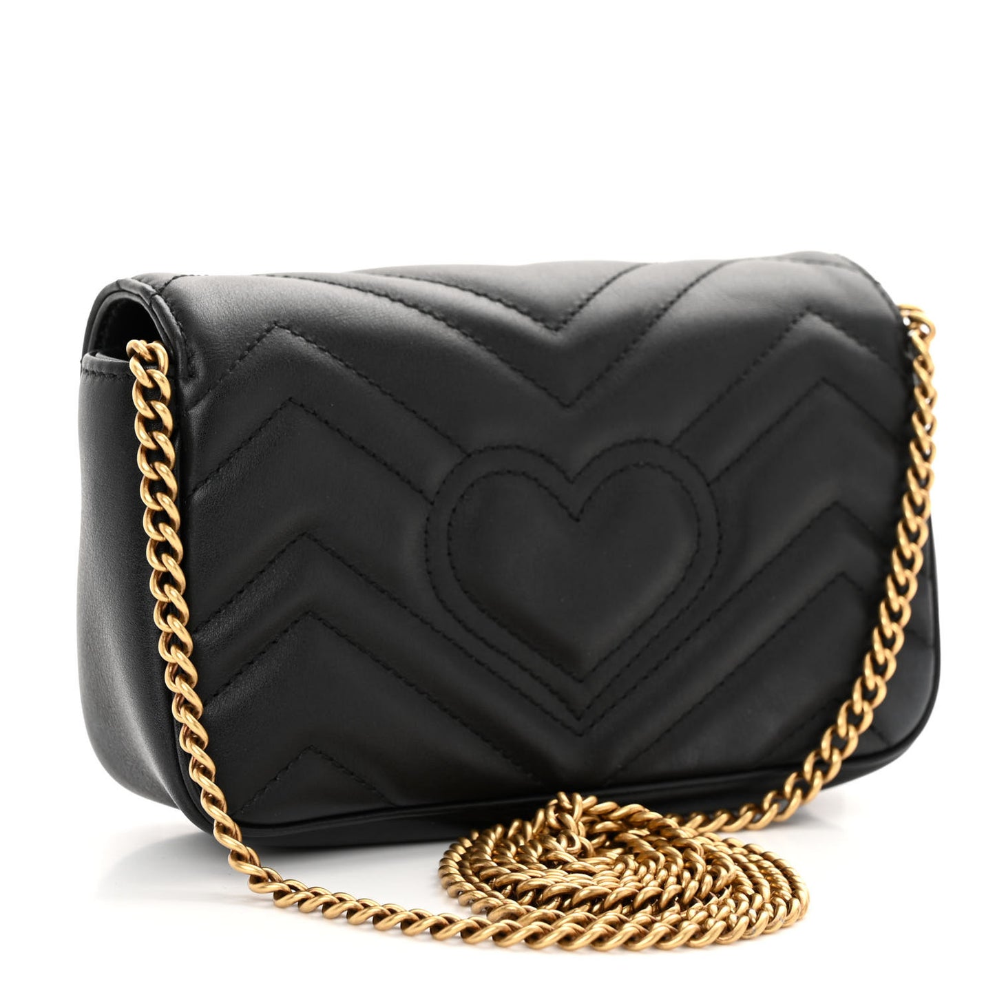 Calfskin Matelasse Super Mini GG Marmont Shoulder Bag Black