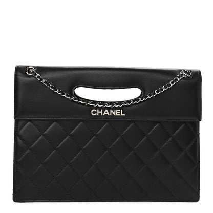 Chanel Lambskin Top Handle Logo Flap Black 1 of 9