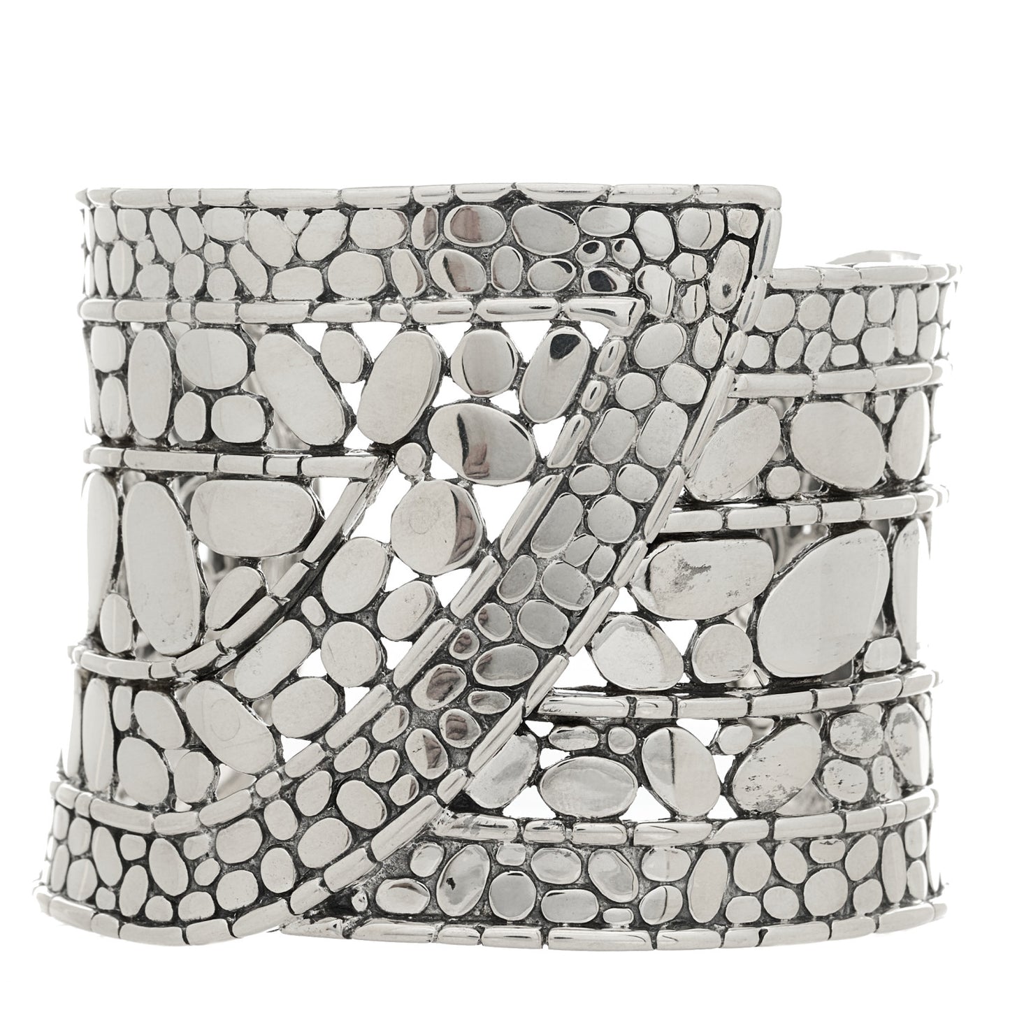Sterling Silver Kali Pebble Overlap Cuff Bracelet