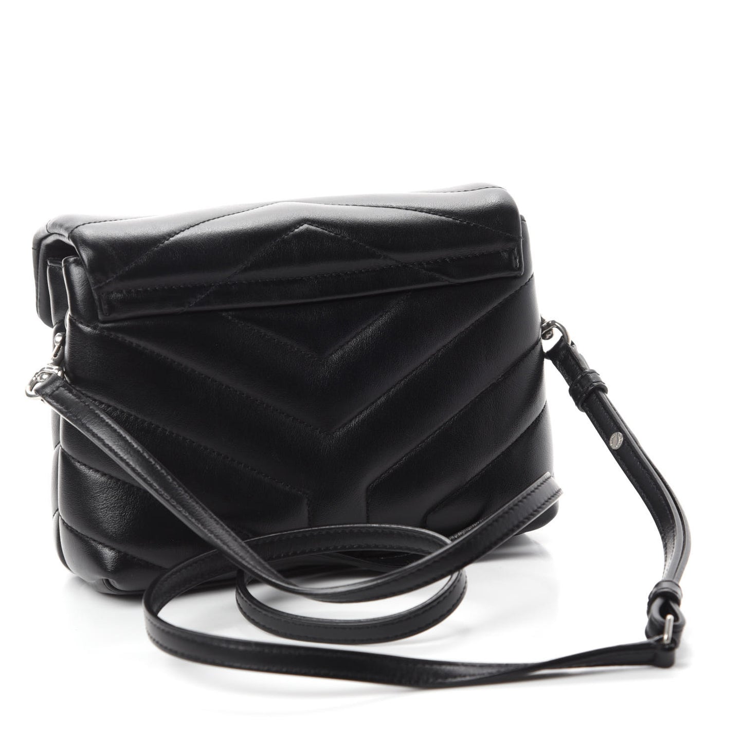 Calfskin Y Quilted Monogram Toy Loulou Crossbody Bag Black