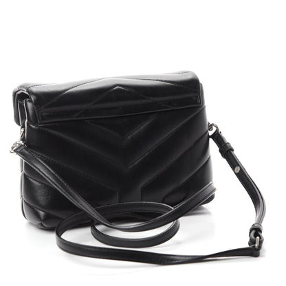 Saint Laurent Calfskin Y Quilted Monogram Toy Loulou Crossbody Bag Black 3 of 12
