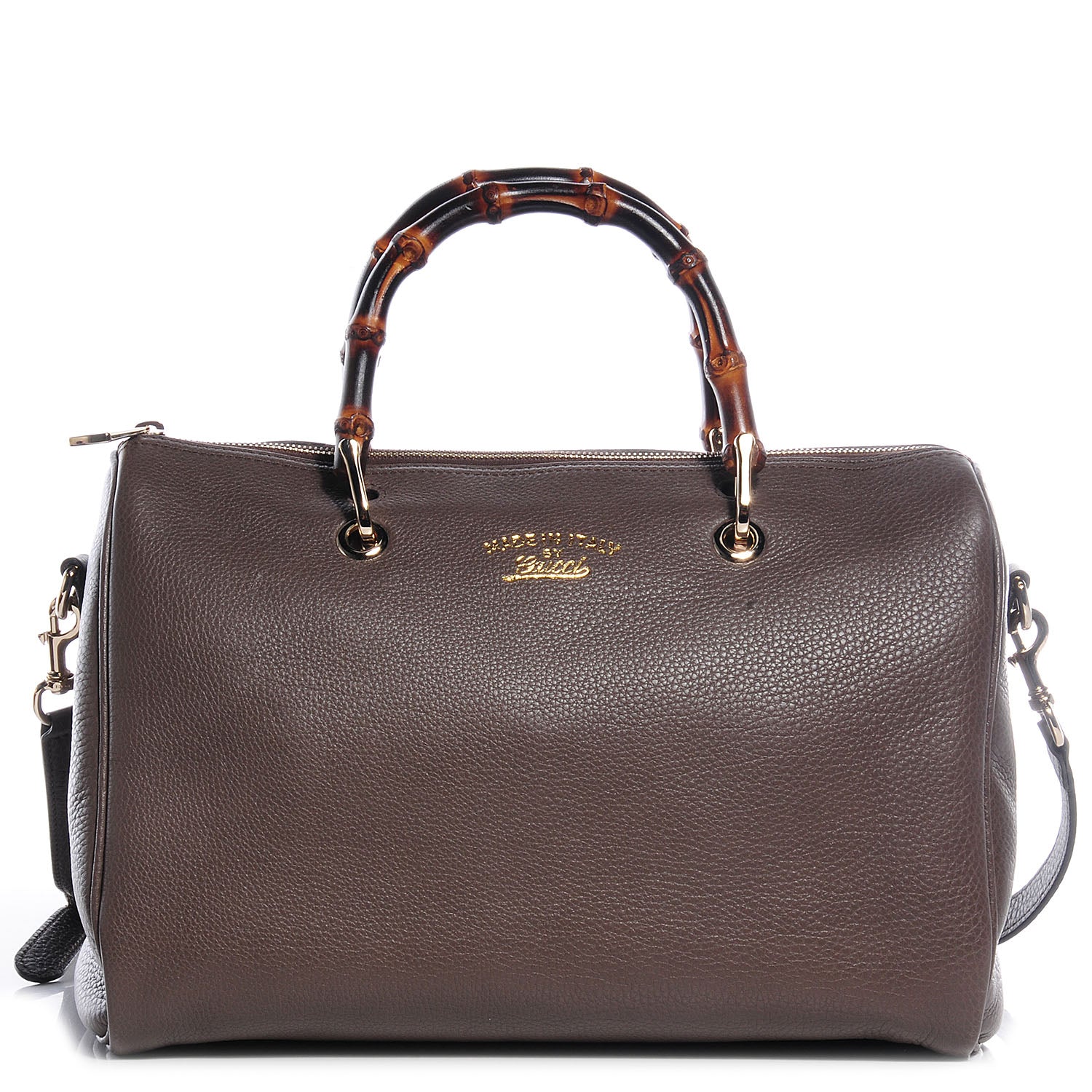 Gucci Leather Bamboo Medium Boston Bag Taupe 1 of 8