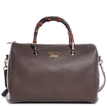 Gucci Leather Bamboo Medium Boston Bag Taupe 1 of 8