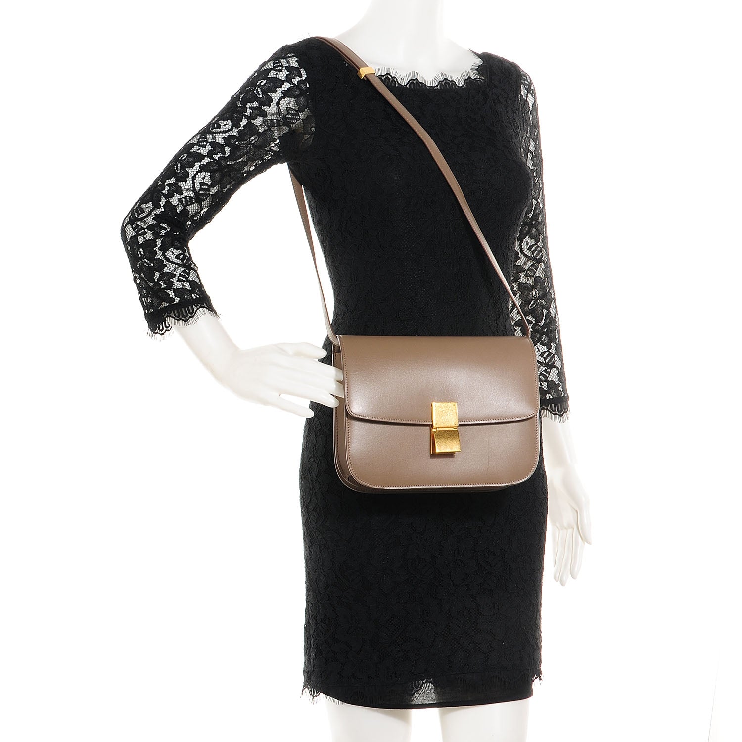 Celine Smooth Calfskin Medium Classic Box Flap Bag Taupe 2 of 8