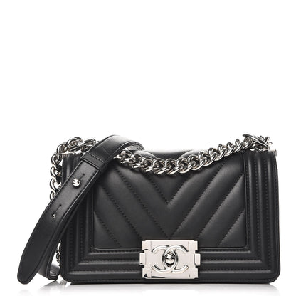 Chanel Calfskin Chevron Quilted Small Boy Flap Black 1 of 11