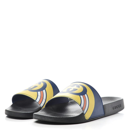 Gucci Rubber GG Rainbow Mens Pursuit Pool Slide Sandals 10 Electric Blue Multicolor 3 of 9