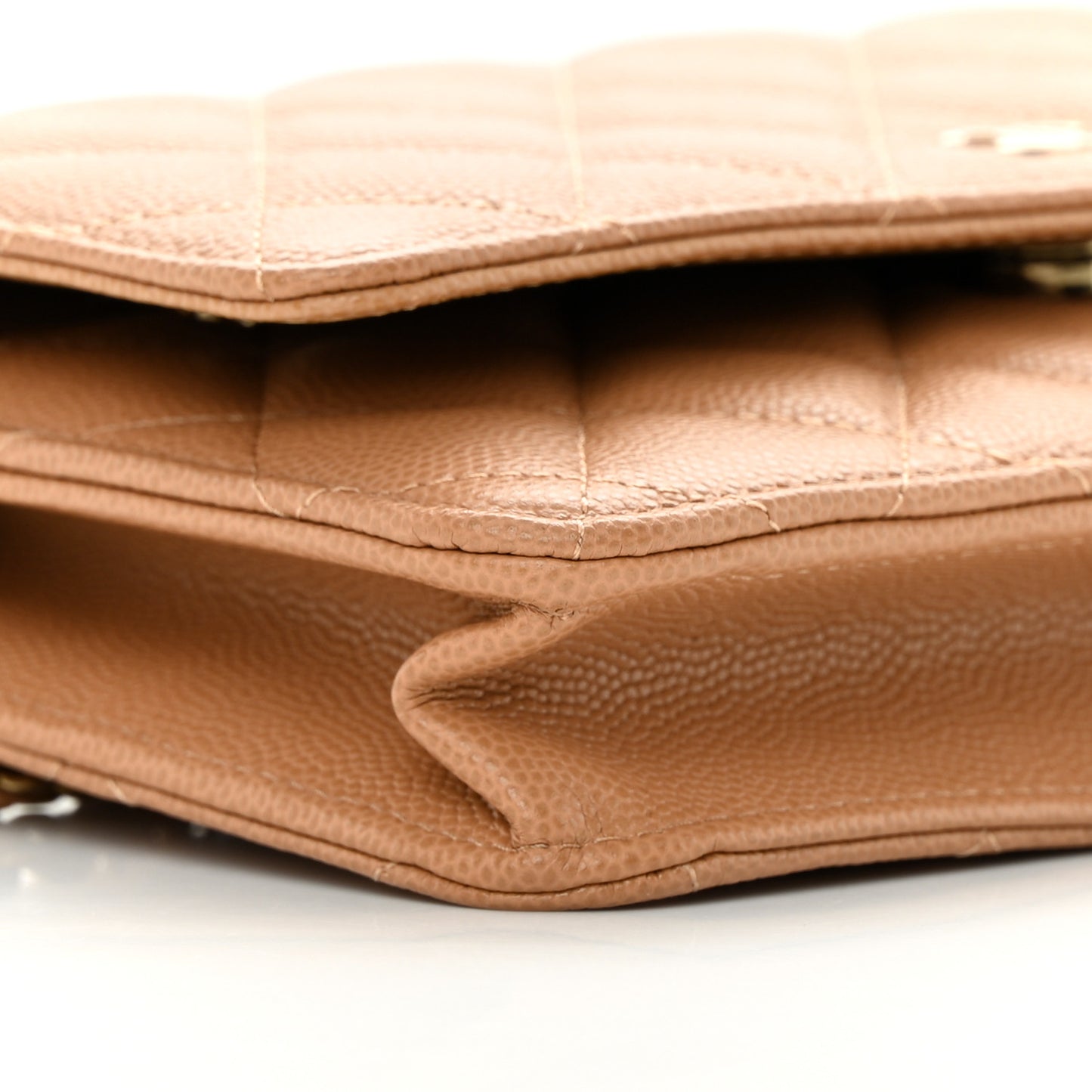 Caviar Quilted Wallet on Chain WOC Dark Beige