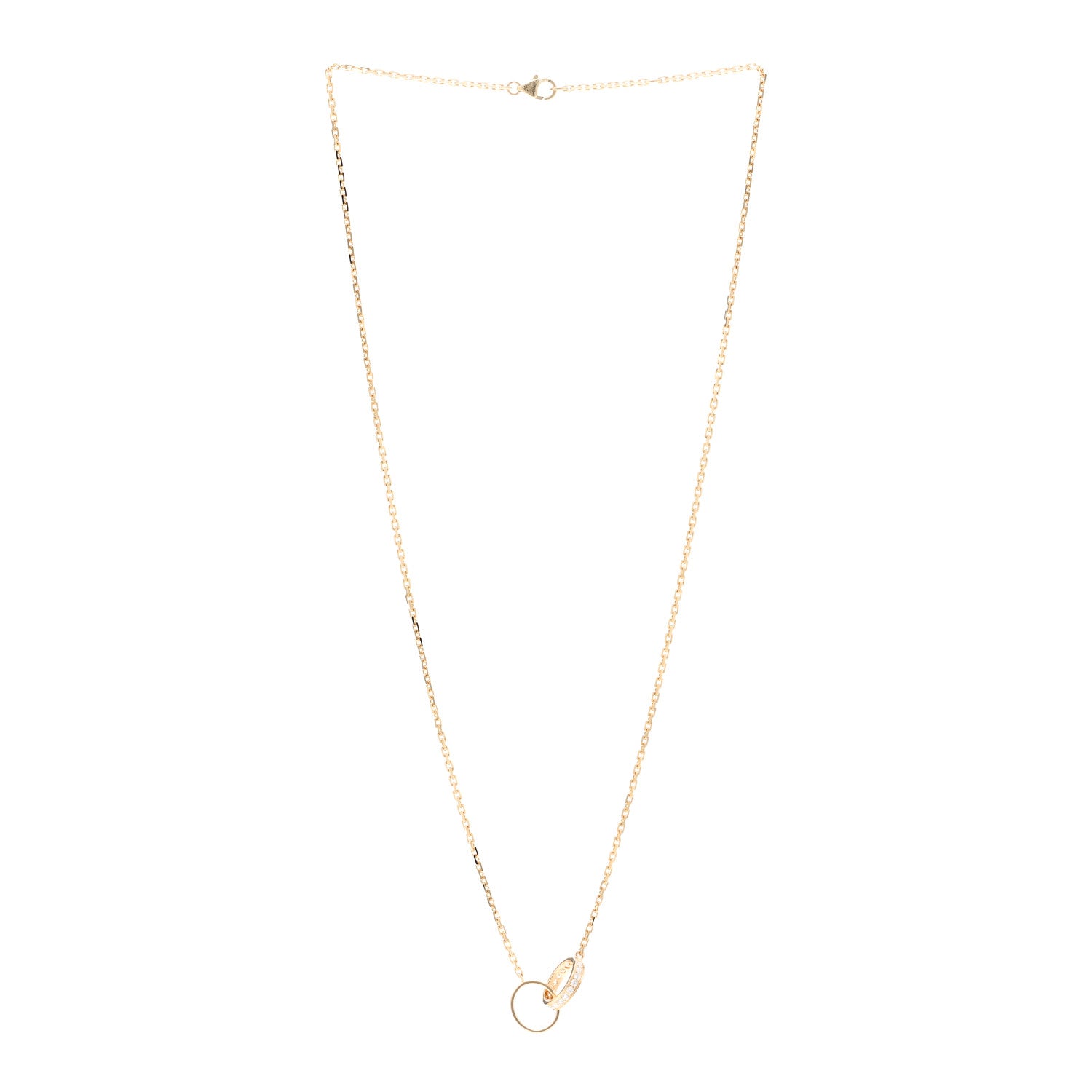 Cartier 18K Yellow Gold Diamond Interlocking LOVE Necklace 3 of 5