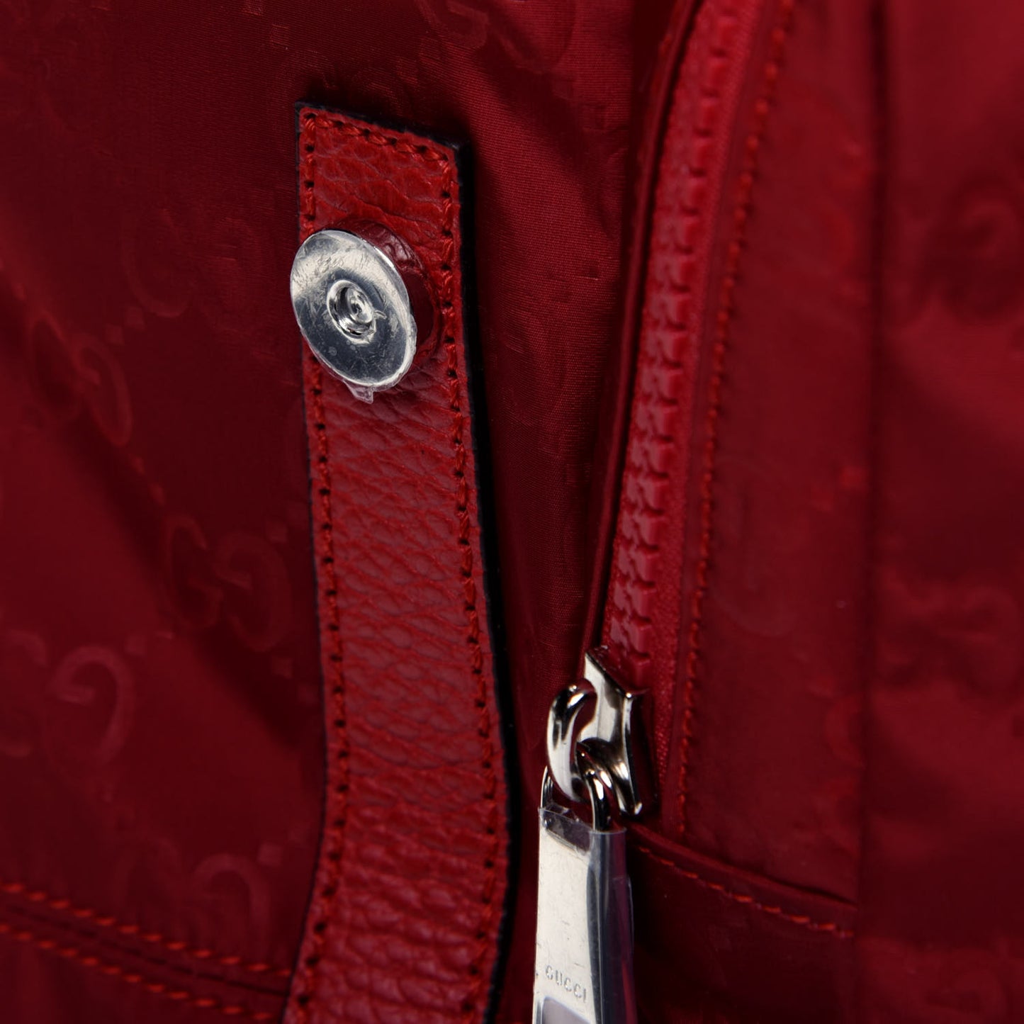 Nylon Monogram Dollar Calfskin Medium Light Double Buckle Backpack Vibrant Red