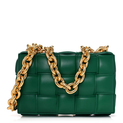 Bottega Veneta Lambskin Maxi Intreccio Padded Chain Cassette Crossbody Bag Racing Green 1 of 13