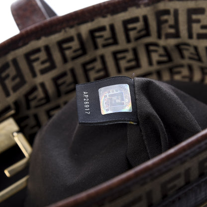 Fendi Zucchino Vitello Tote Mogano Panna Bruciato 8 of 11