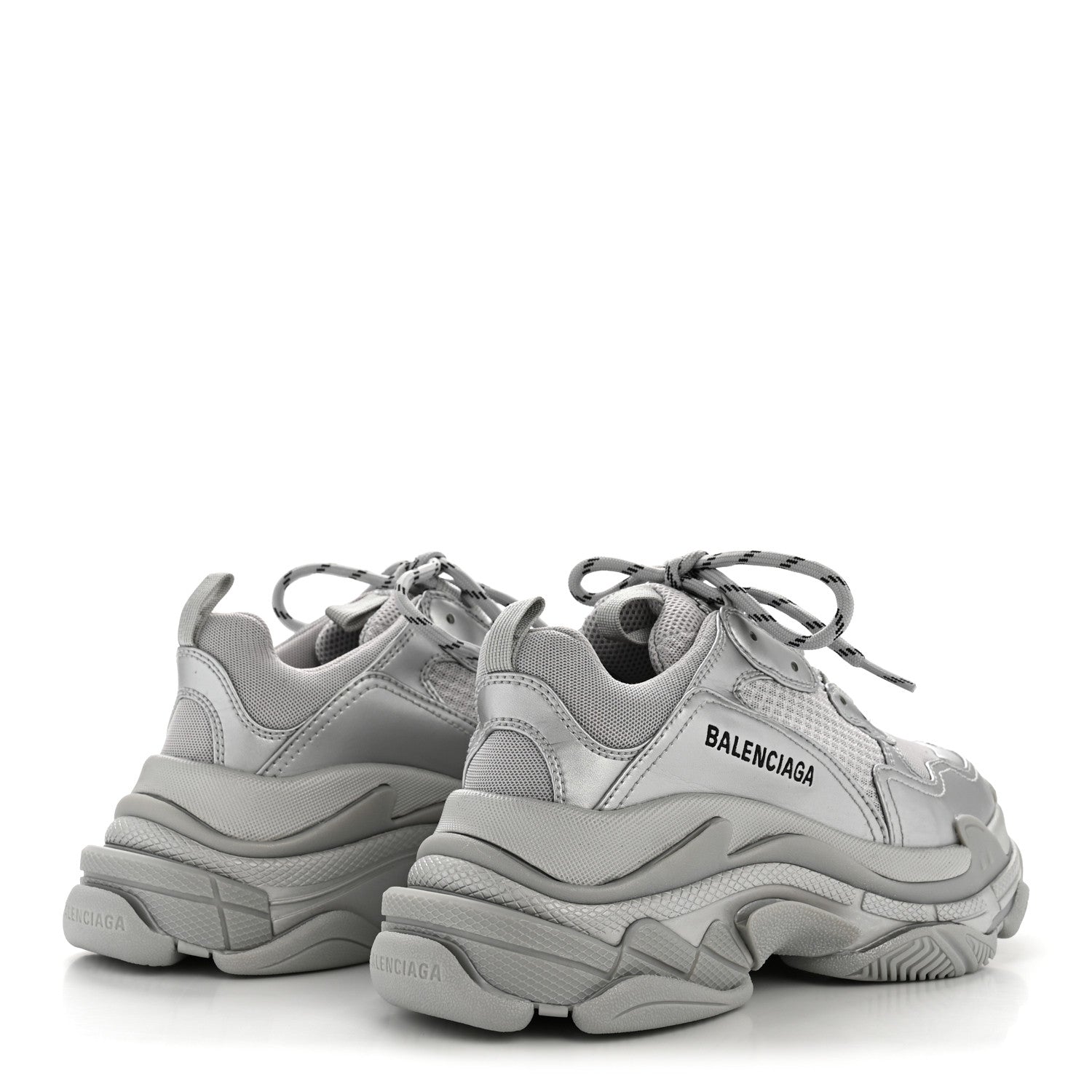 Balenciaga Metallic Fabric Mesh Womens Triple S Sneakers 38 Silver 5 of 8