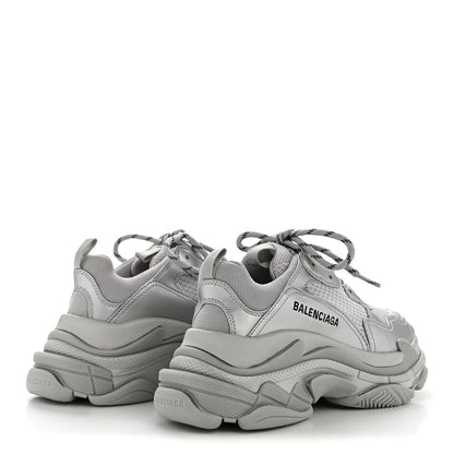 Balenciaga Metallic Fabric Mesh Womens Triple S Sneakers 38 Silver 5 of 8
