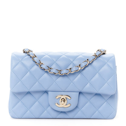 Chanel Lambskin Quilted Mini Rectangular Flap Light Blue 1 of 11