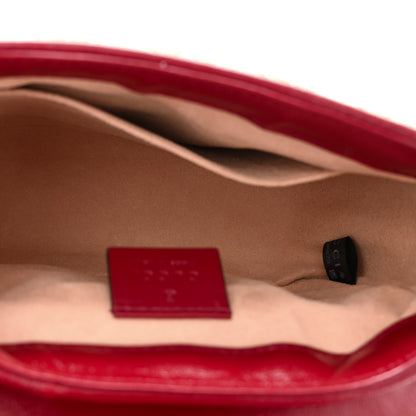 Gucci Monogram Glazed Calfskin Matelasse Diagonal Mini GG Marmont Top Handle Shoulder Bag Beige Ebony New Cherry Red 5 of 10