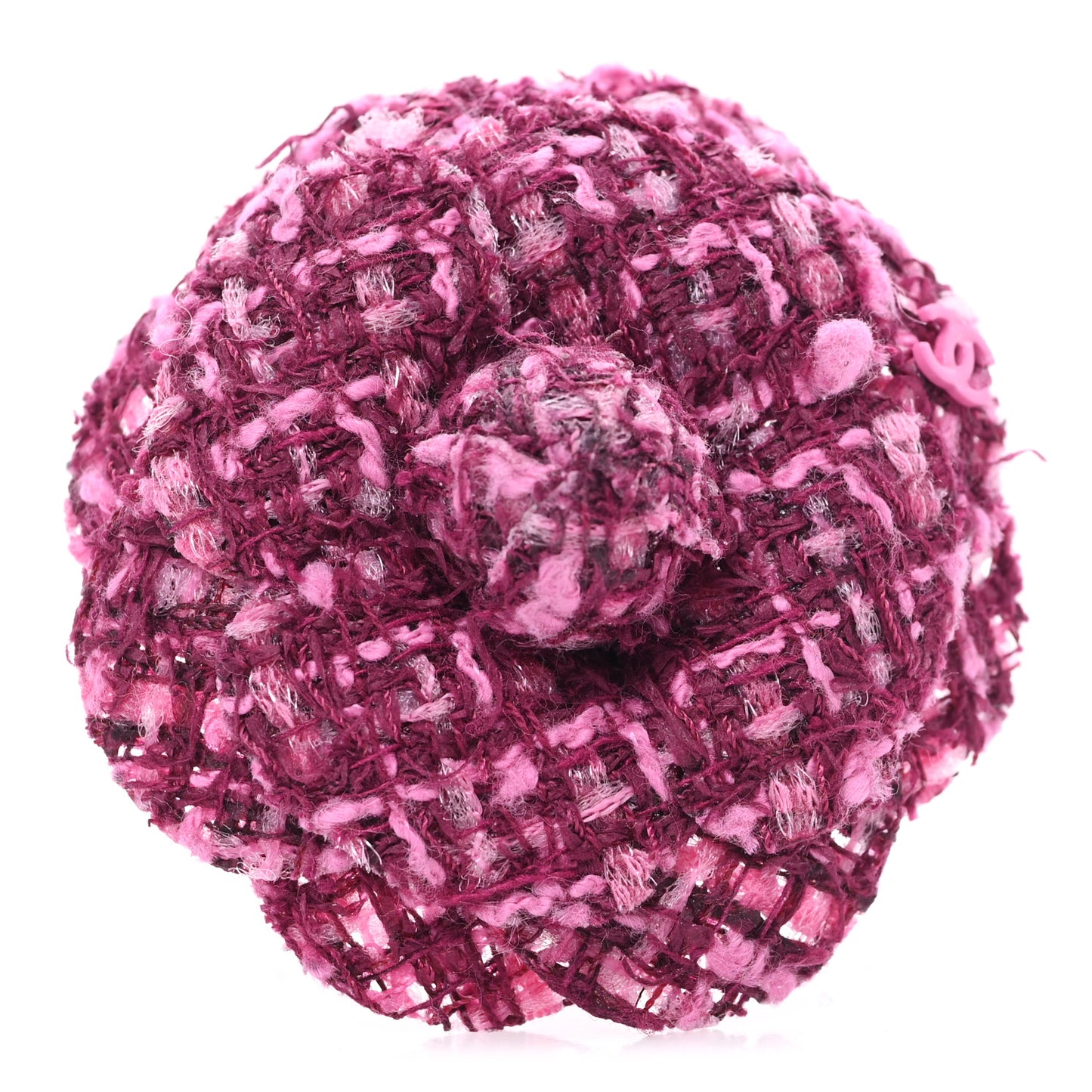 Tweed Camellia Pin Brooch Pink