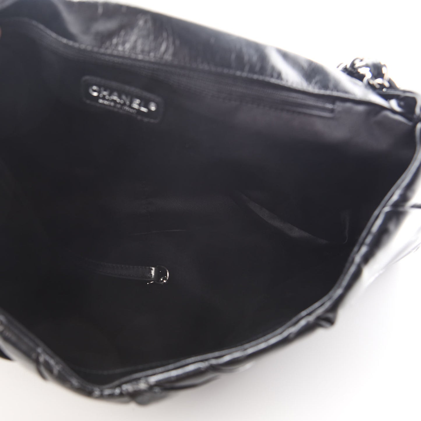 Glazed Calfskin Twisted Maxi Flap Black