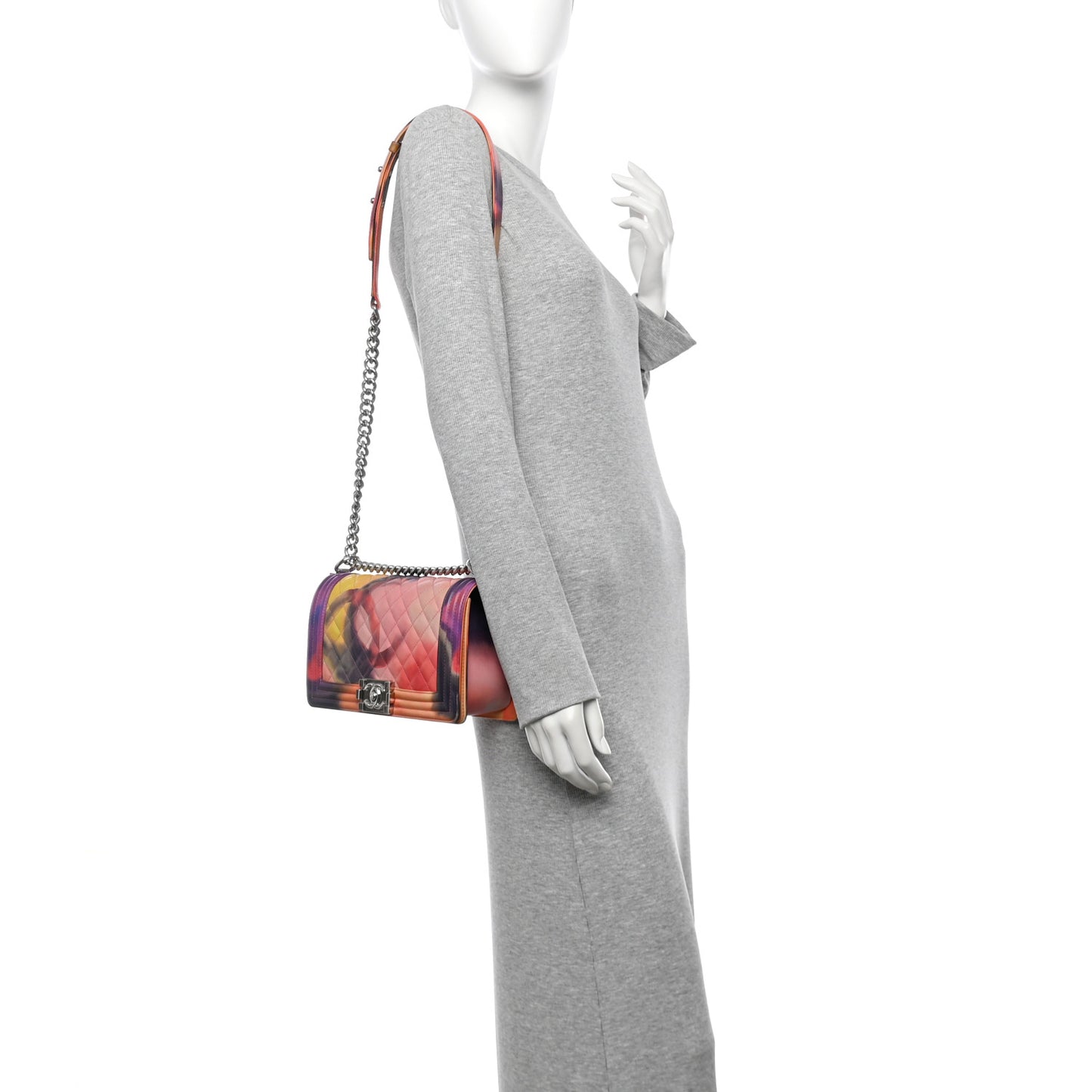 Printed Lambskin Quilted Medium Flower Power Boy Flap
