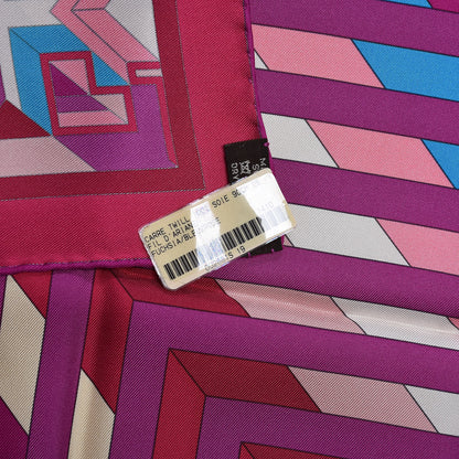 Hermes Silk Le Fil D'Ariane Scarf 90 Fuchsia Bleu Rose 8 of 8