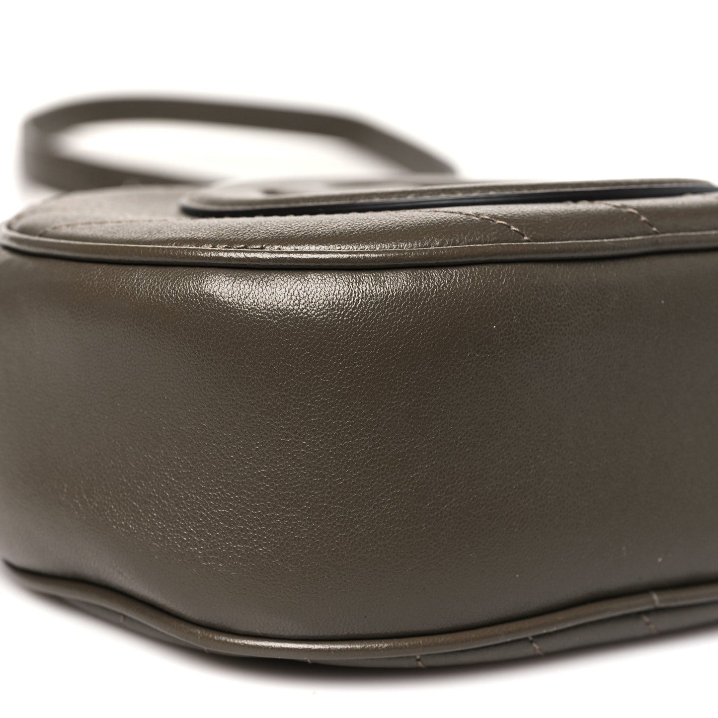 Sakai Be Green Calfskin Diagonal Stitched Mini Blondie Shoulder Bag Craclet Brown