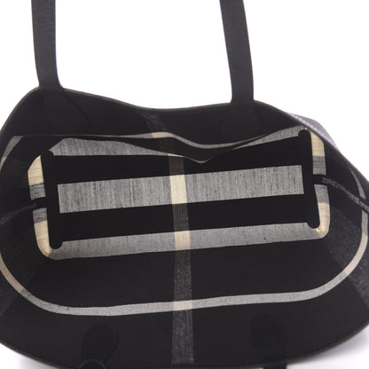 Burberry Coated Canvas Mega Check Medium Doodle Tote Black White 5 of 9