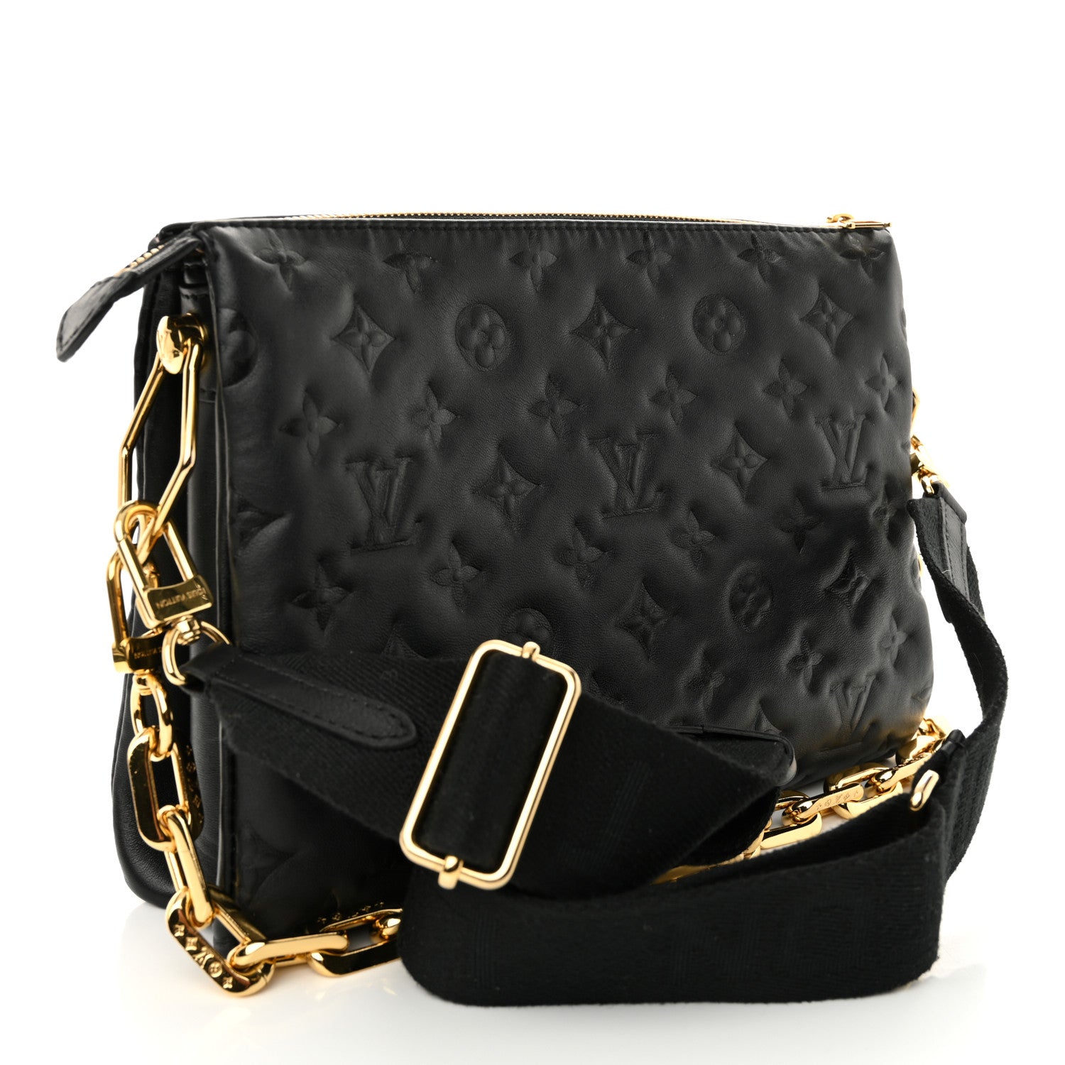 Louis Vuitton Lambskin Embossed Monogram Coussin PM Black 3 of 13