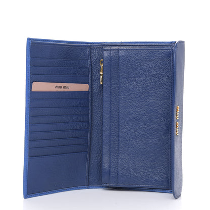 Miu Miu Goatskin Madras Bi-Color Continental Wallet Cobalto Marea 5 of 7