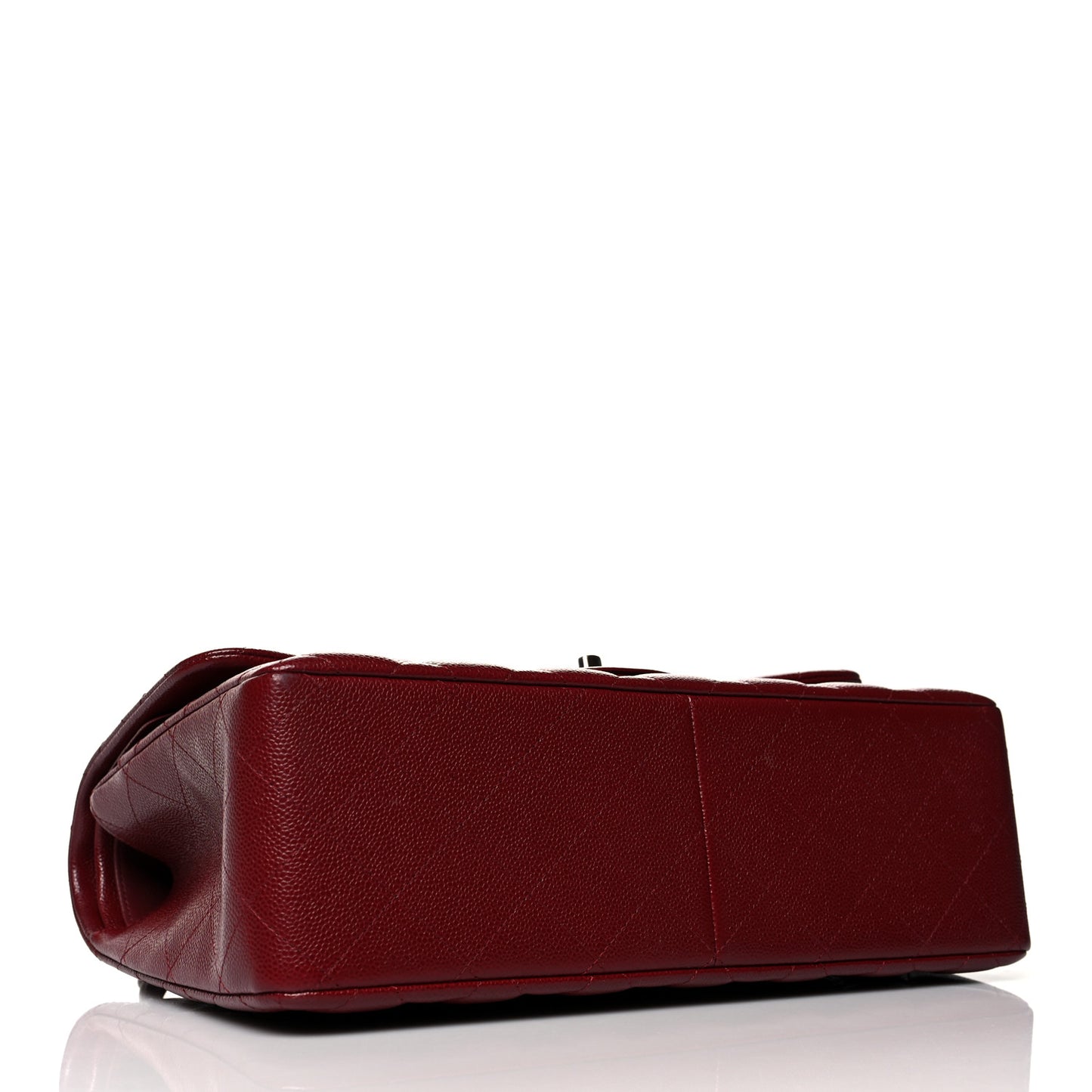 Caviar Quilted Jumbo Double Flap Dark Red