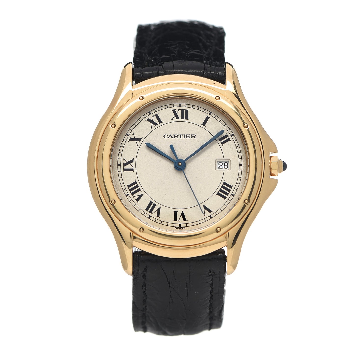 18K Yellow Gold Alligator 33mm Cougar Quartz Watch