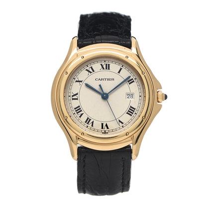 Cartier 18K Yellow Gold Alligator 33mm Cougar Quartz Watch 1 of 7