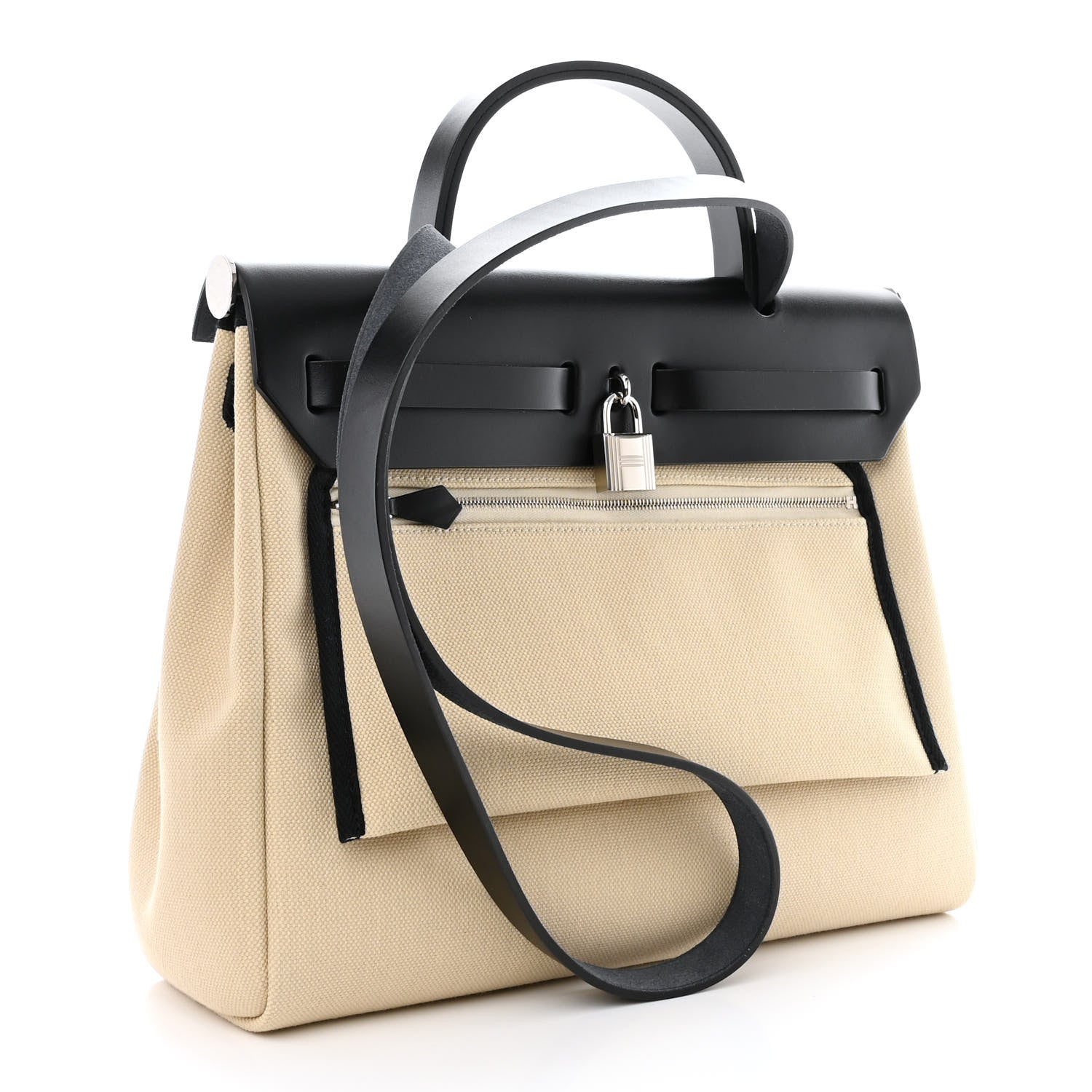 Hermes Military Toile Vache Hunter Herbag Zip Retourne 31 PM Beton Black 4 of 13