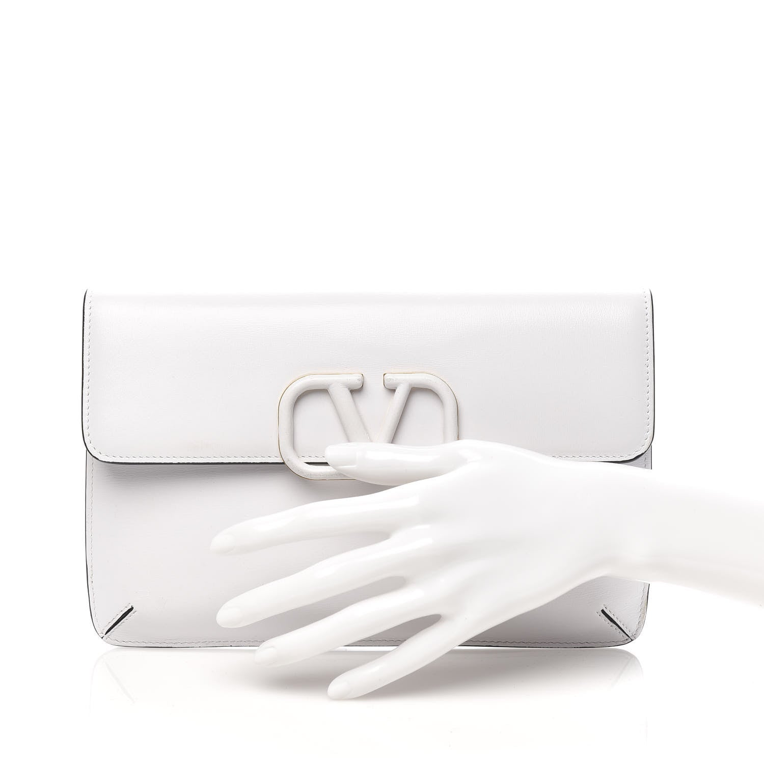 Valentino Garavani Calfskin Vlogo Envelope Clutch White 2 of 9