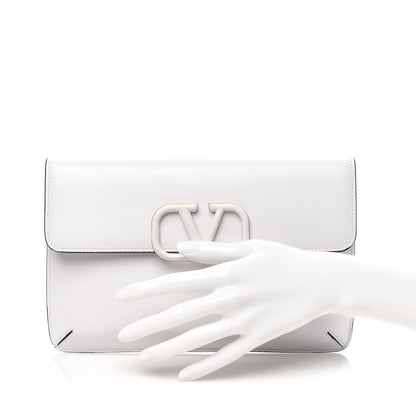 Valentino Garavani Calfskin Vlogo Envelope Clutch White 2 of 9