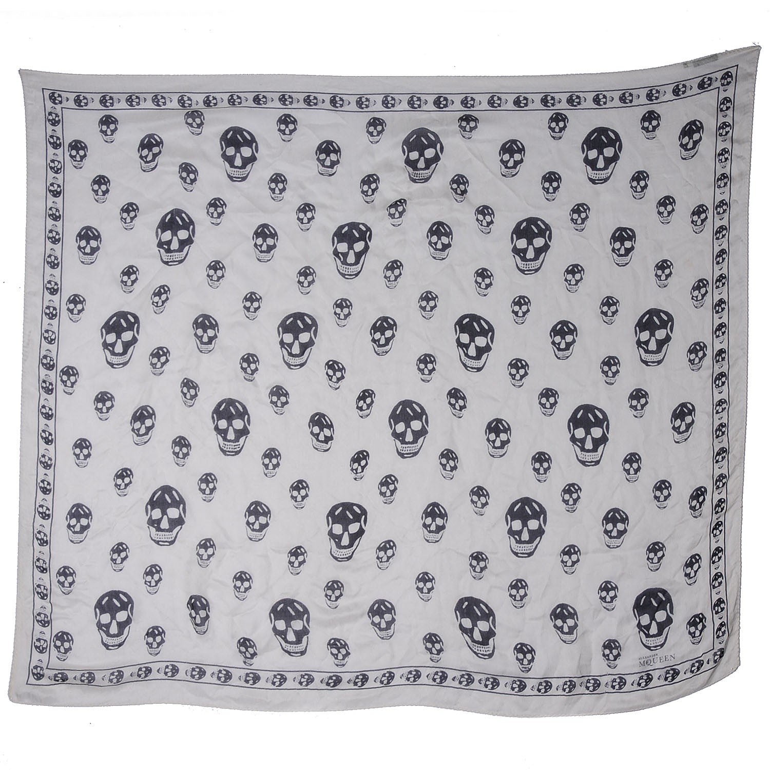 Alexander McQueen Silk Chiffon Skull Scarf Ivory Black 3 of 6