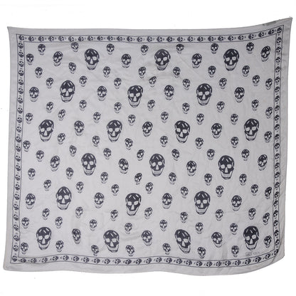 Alexander McQueen Silk Chiffon Skull Scarf Ivory Black 3 of 6