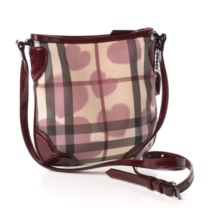 Burberry Patent Nova Check Heart Dryden Crossbody Bag Berry Red 3 of 12