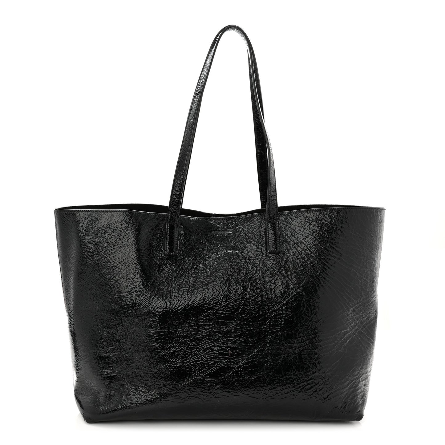 Patent Calfskin Large Shopping Tote Black