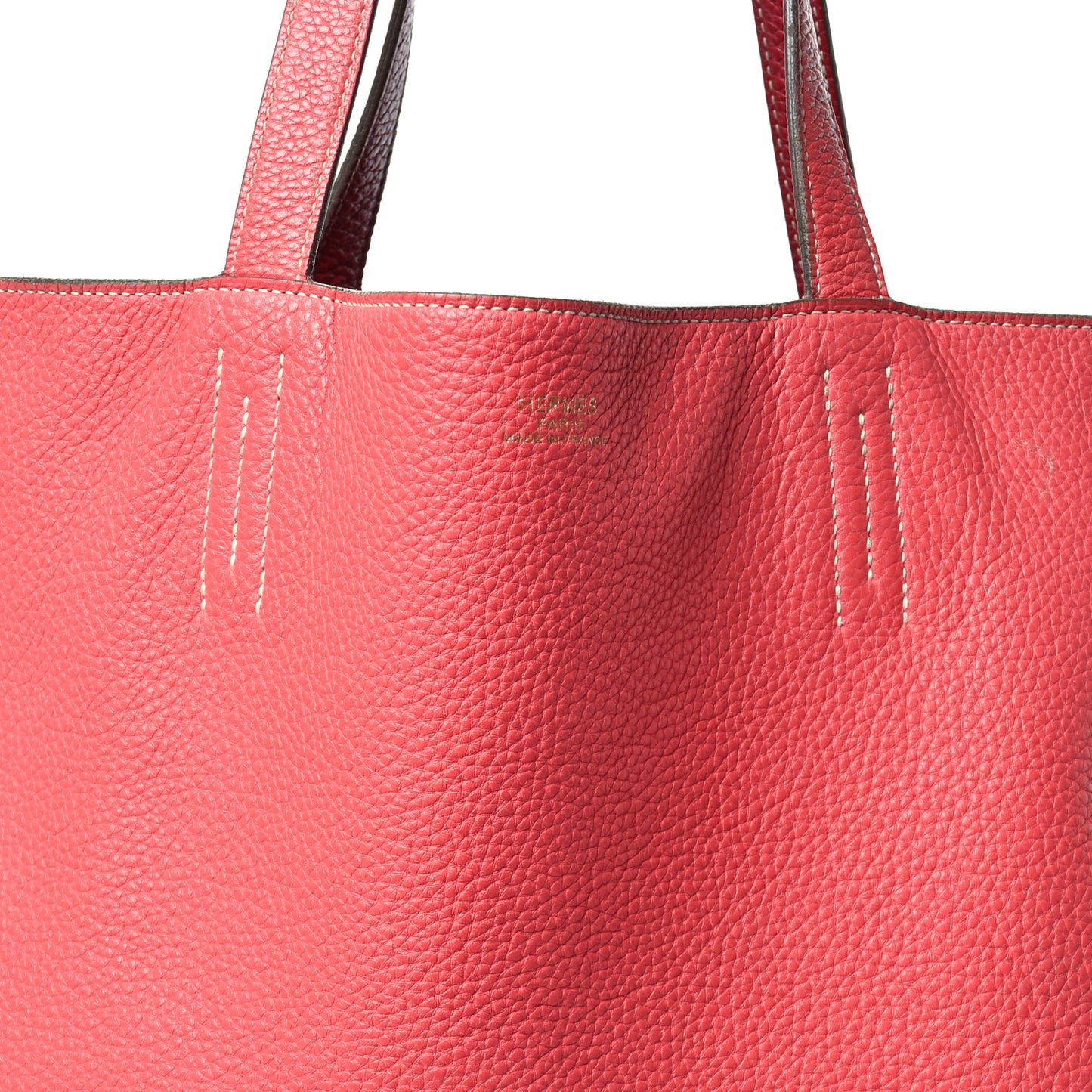 Taurillon Clemence Double Sens Reversible Tote 36 Rubis Bougainvillea