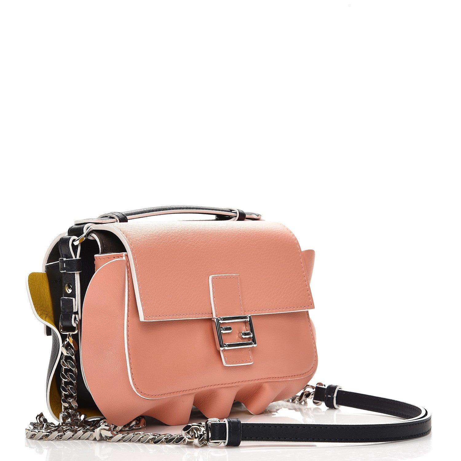 Fendi Vitello Dolce Waves Tri-Color Micro Double Baguette Blue Notte Chantilly 3 of 10