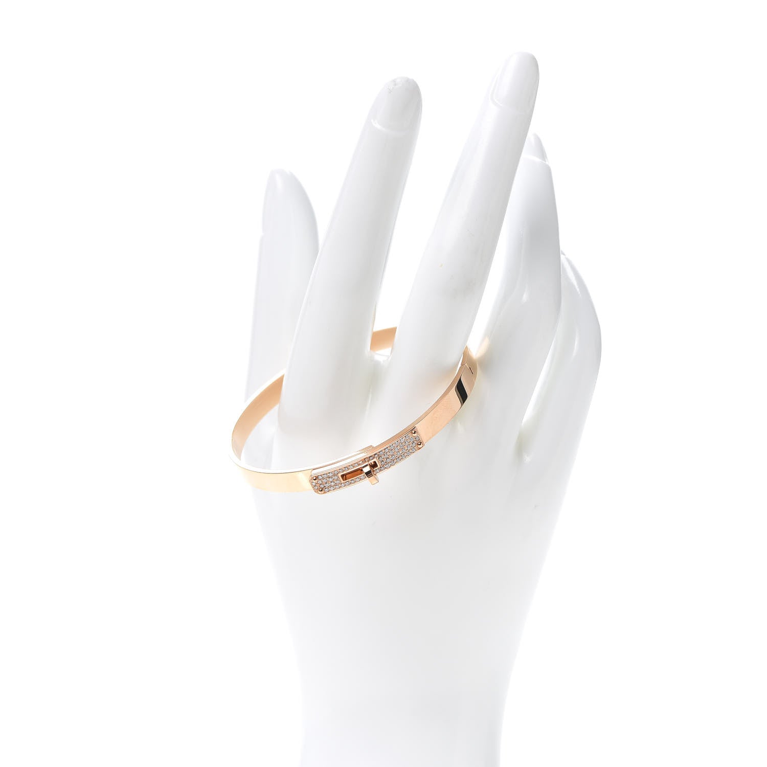 Hermes 18K Rose Gold Diamond PM Kelly Pave Bracelet SH 2 of 5