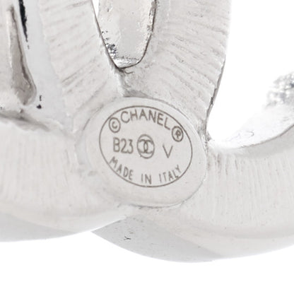 Chanel Baguette Crystal Double CC Earrings Silver 4 of 4