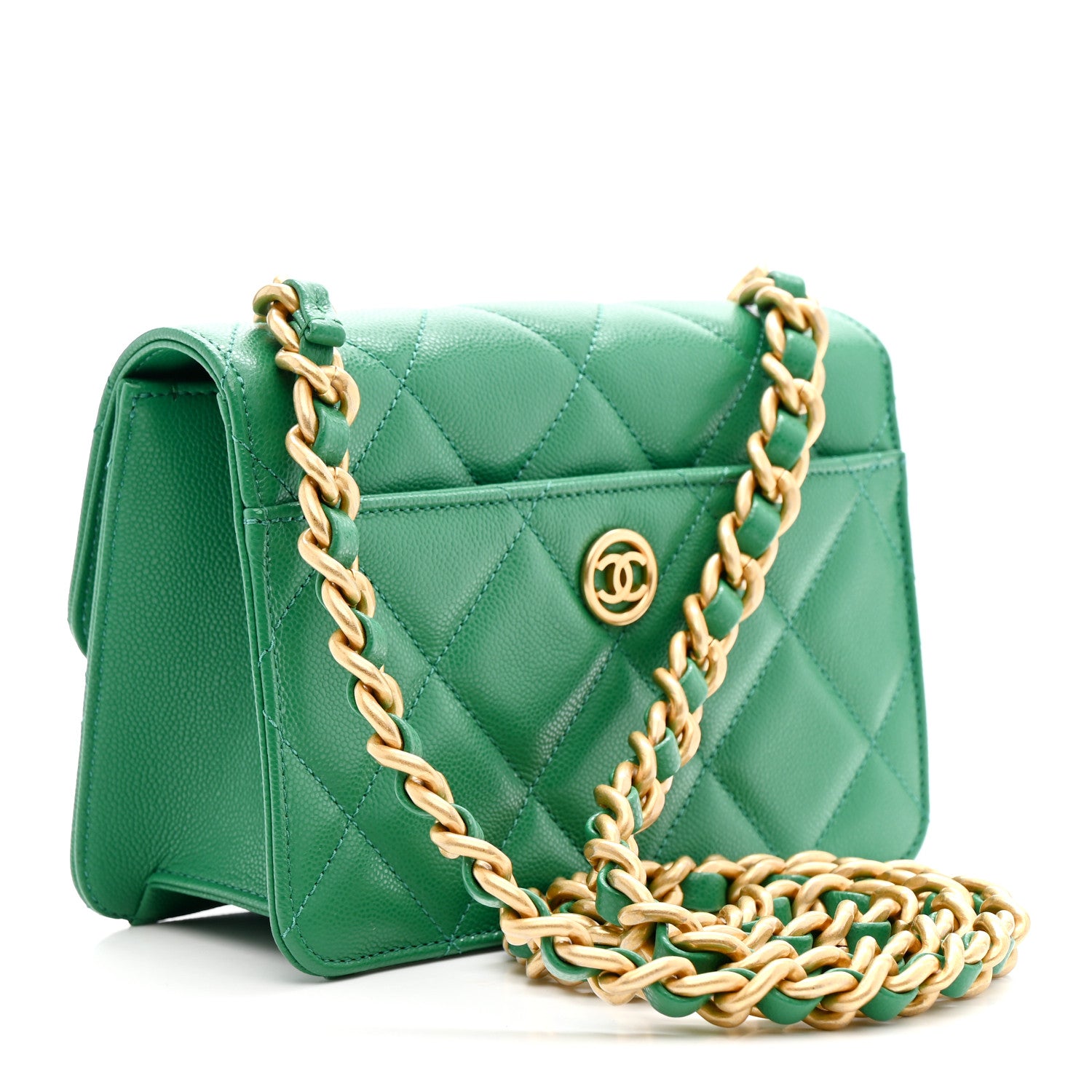 Chanel Caviar Quilted Mini CC Flap Green 3 of 11