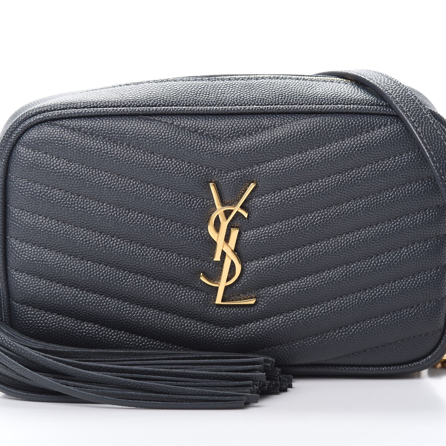 Saint Laurent Grain De Poudre Matelasse Monogram Mini Lou Camera Bag Dark Smog 8 of 11