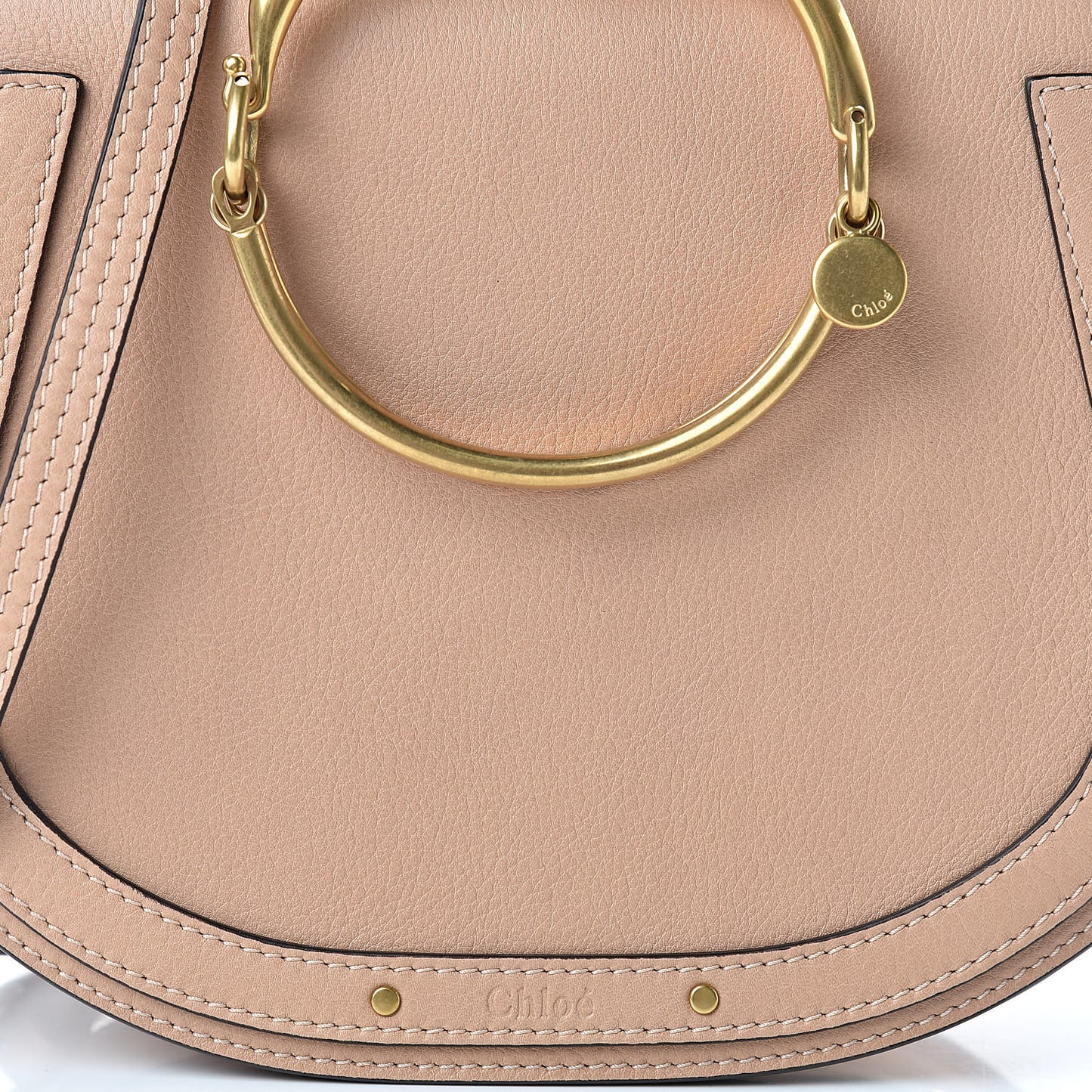 Calfskin Suede Medium Nile Bracelet Bag Biscotti Beige