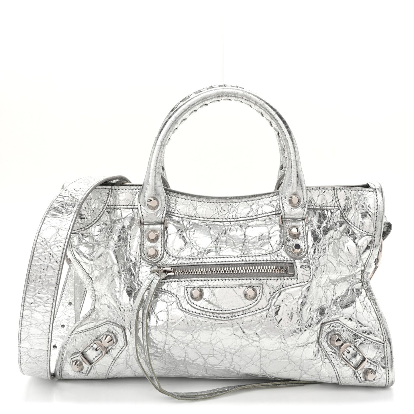 Metallic Agneau Silver Hardware Small Le City Silver