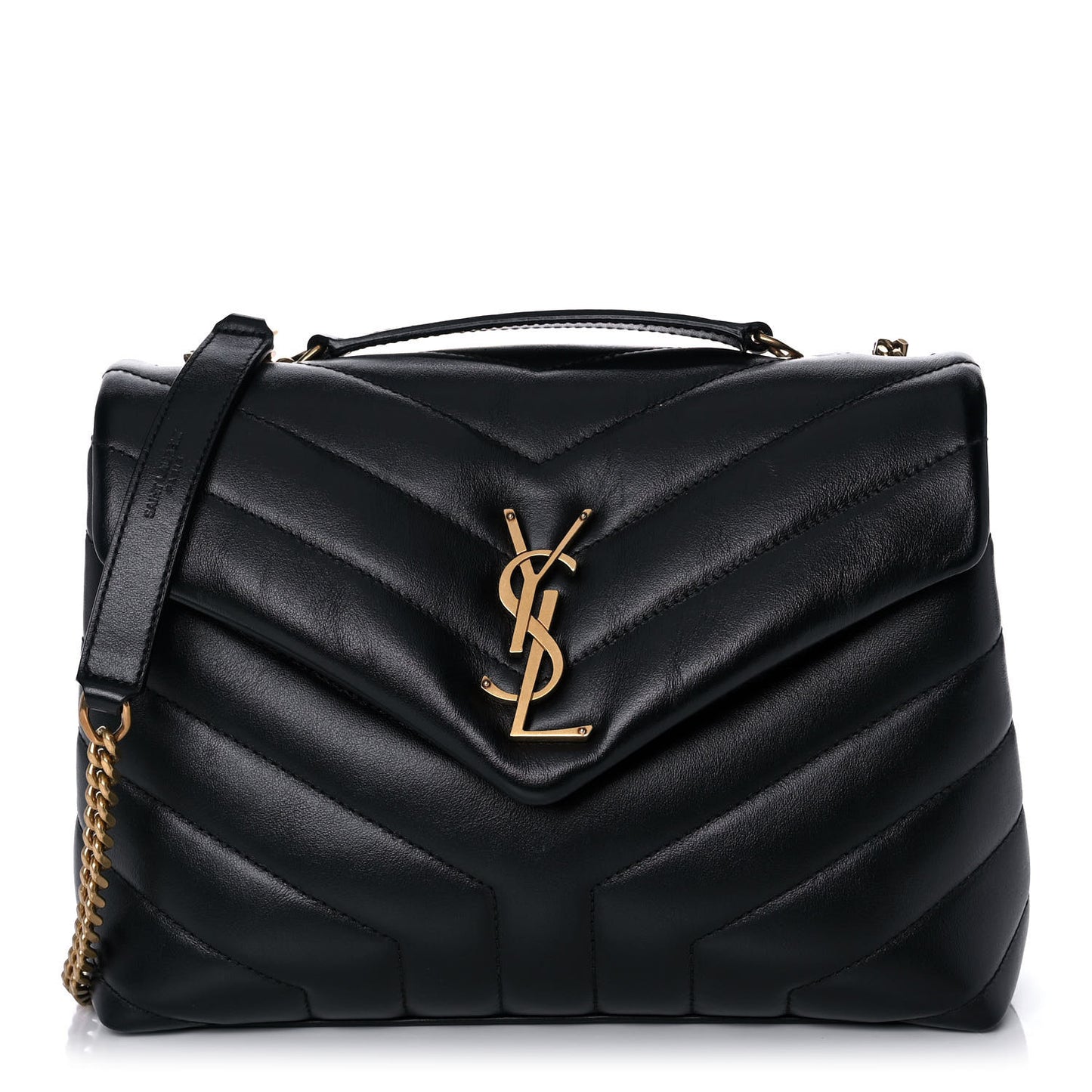 Calfskin Y Quilted Monogram Small Loulou Chain Satchel Black